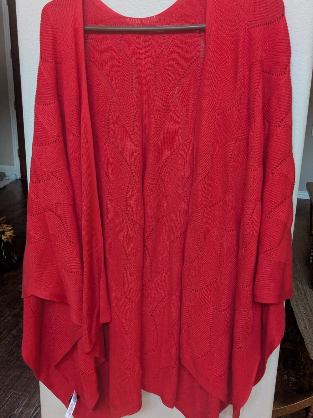 Talbots Red Open-Front Knit Poncho NWT
